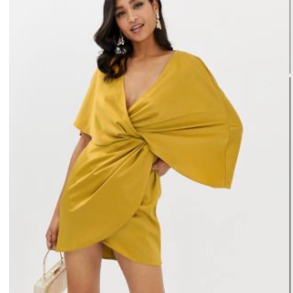 ASOS GOLD SATIN MINI DRESS SIZE 6